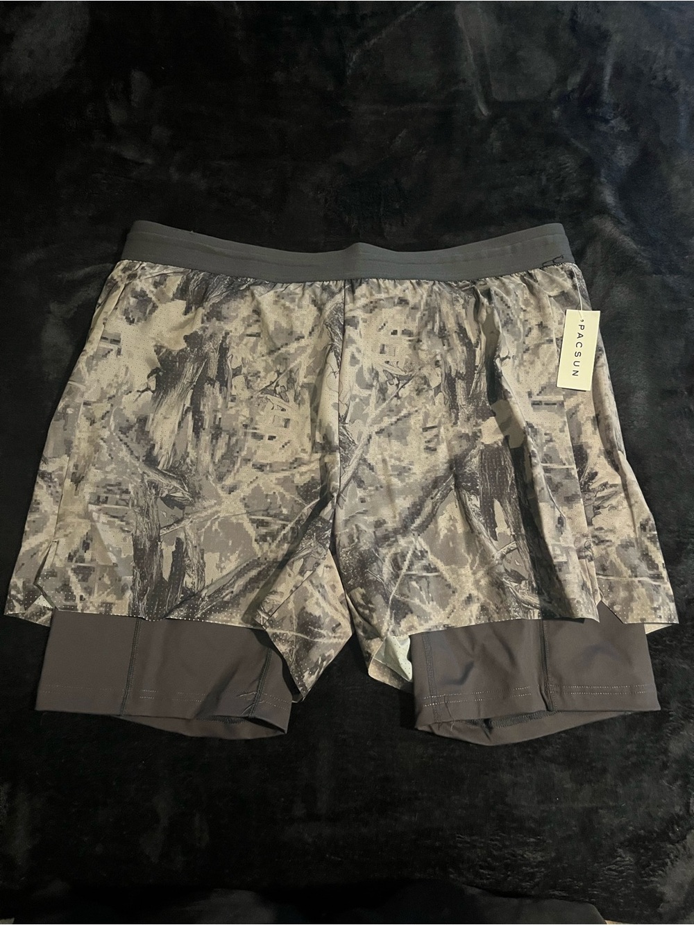 PacSun Black & Gray Camo Athletic Shorts